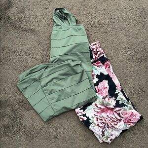 Athleta Floral Patterned Leggings and tank set
